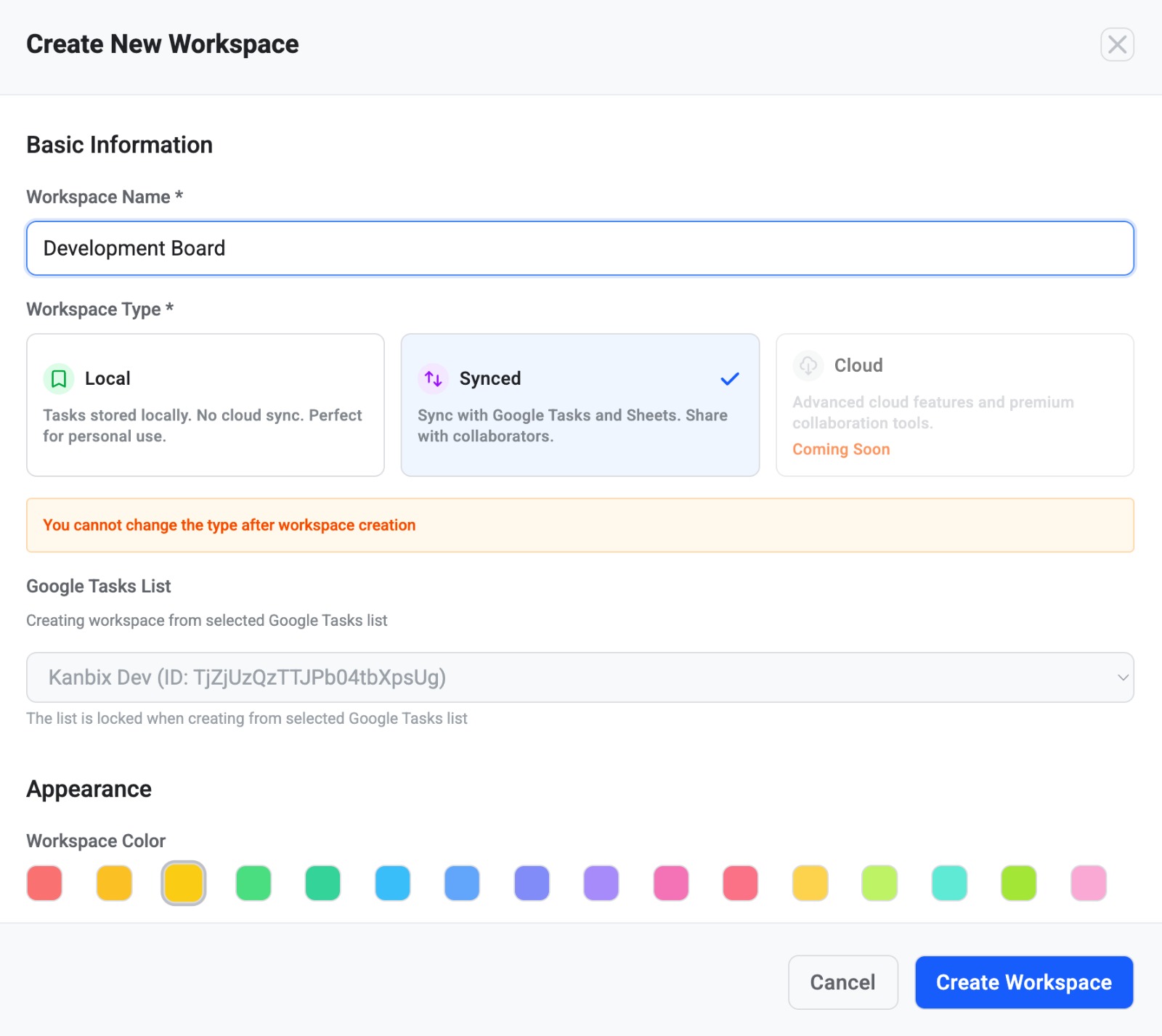 Create Workspace